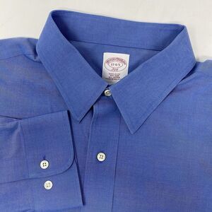 Brooks Brothers 346 Men's 17 4/5 Cotton‎ Blue Long Sleeve Button Front Shirt